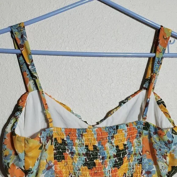 Abercrombie and Fitch Yellow Floral Slim Midi dress Adjustable Straps Size Small - Picture 8 of 11